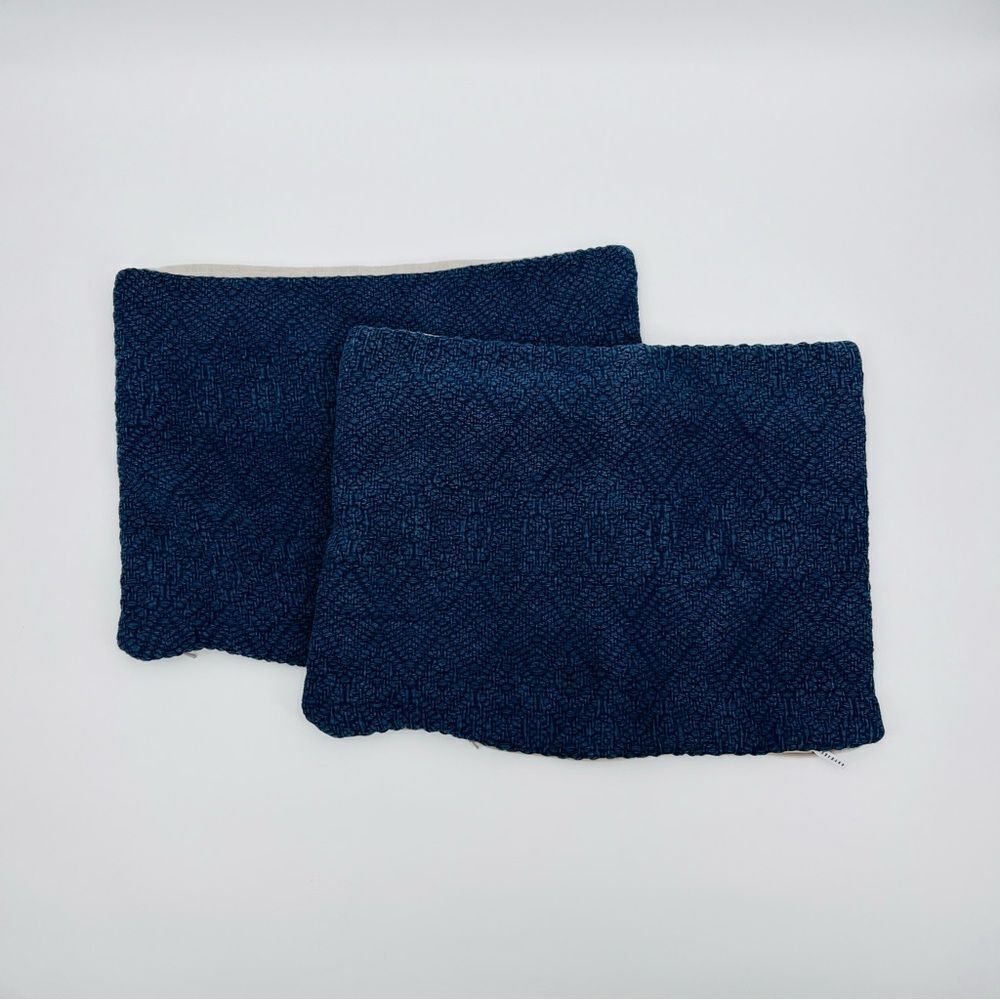 Pair of Pottery Barn Pillow Cover Stormy Blue Linen Cotton